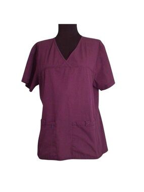 Cherokee Pro Flexibles Size L Womens Purple Scrub Top With Pockets